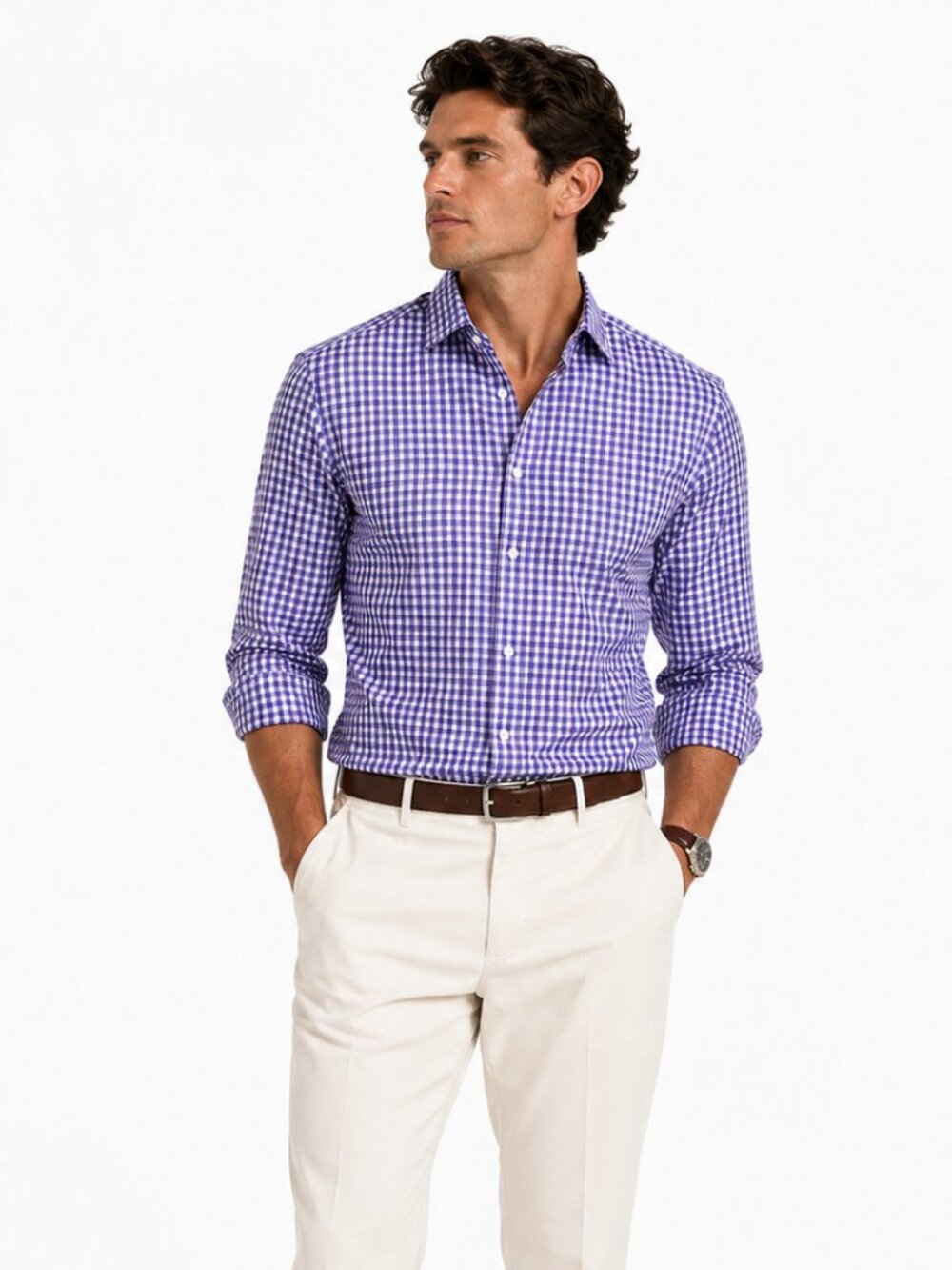 Ralph Lauren Slim Fit Gingham Dress Shirt 32/33 Non-Iron